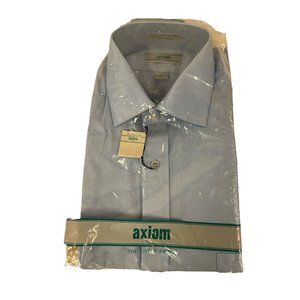 New Men's Axiom Fitted Cotton Blend Long Sleeve Button Down Blue Shirt 16/37